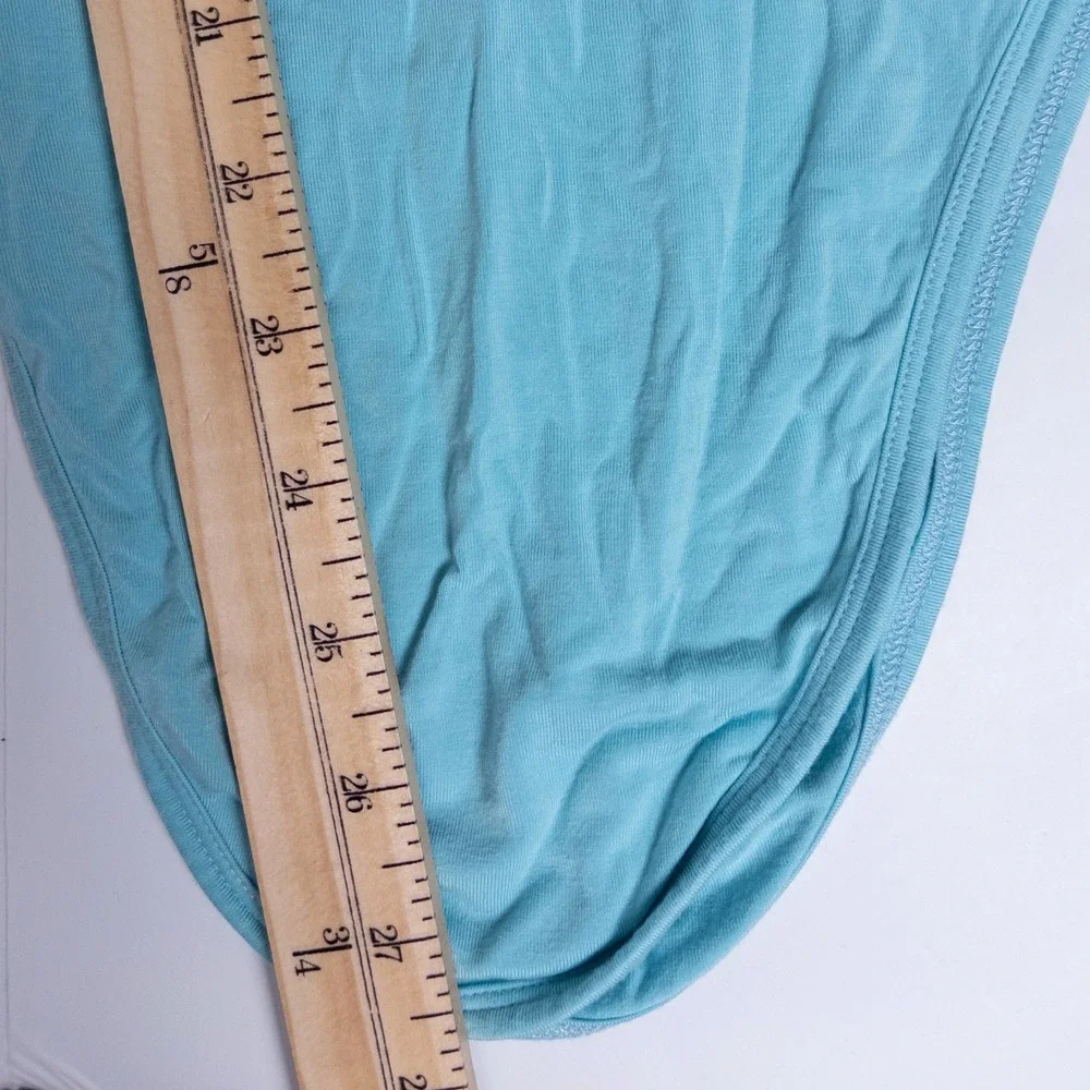 Caden Lane Knotted Gown Blue Bamboo Henley Long Sleeve Baby 0-3 Months